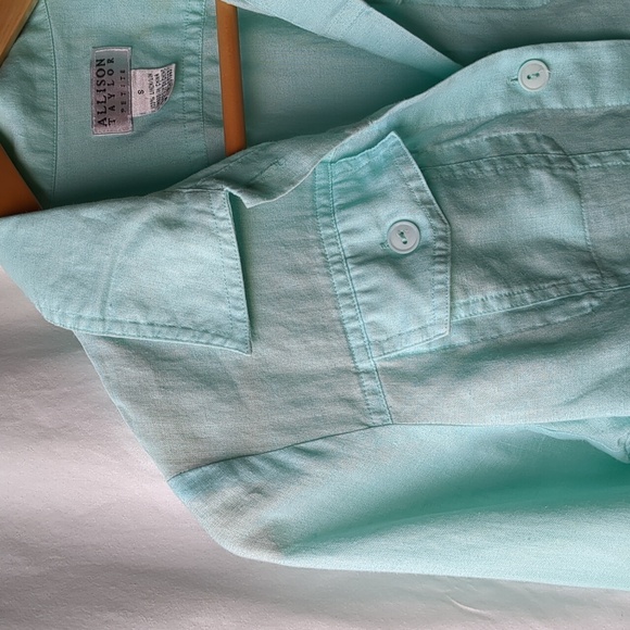 Allison Taylor blouse aqua 8 petite - Picture 9 of 10